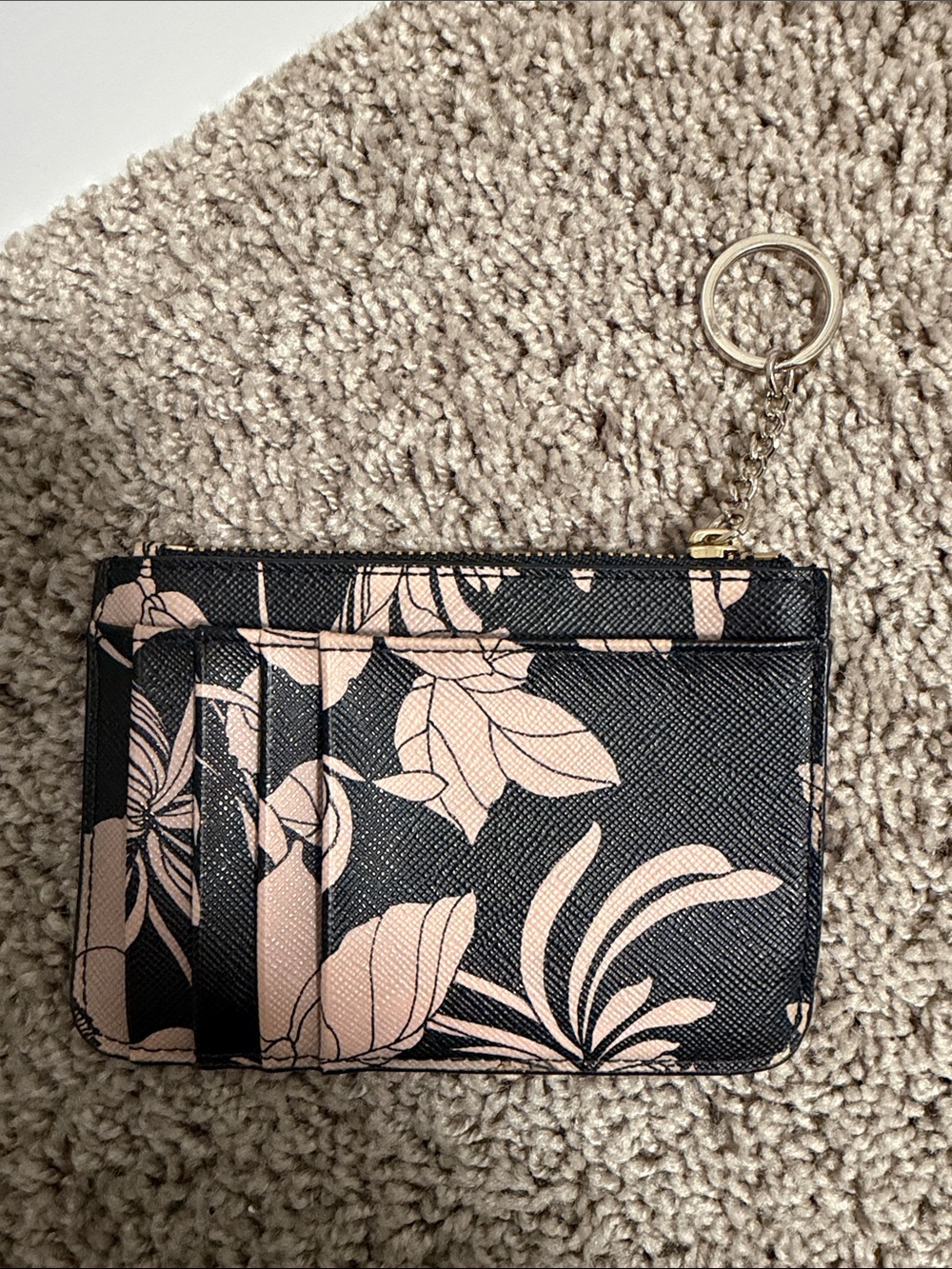 kate spade Black with Blush Floral Zip Card Case - Picture 2 of 2